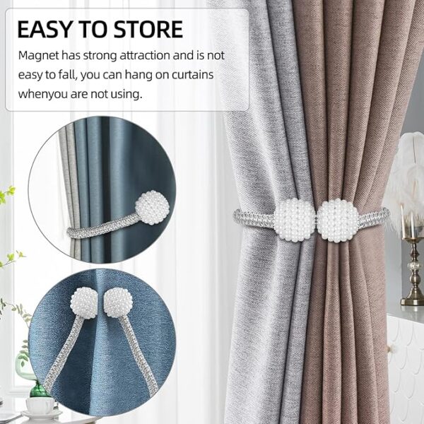 1Pc Magnetic Curtain Tieback Tie Backs Holdbacks Buckle Clip Strap Magnet Pearl Ball Curtain Hanging Belts Rods Rope Accessoires