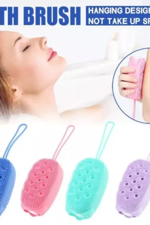 Silicone Body Scrubber Bath Sponge - 2 in 1 Exfoliating Body Brush Loofah Shower Sponge for Women Men and kids