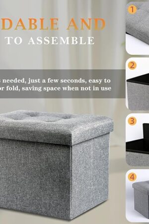 2 in 1 Foldable Storage Stool Baskets Fabric Box for Toys Books Clothes