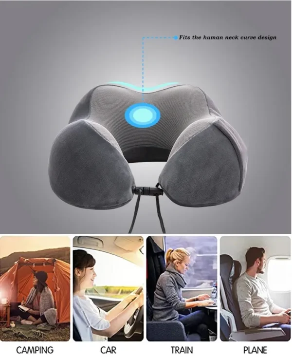 Imported Quality Memory Foam U-shaped Neck Pillow Soft Travel Pillow Massage Neck Pillow Neck Pillow Support Pillow, Luxury Compact & Lightweight Sleep Plane Car Cervical Spine Pillow Bedding Nap - Image 5