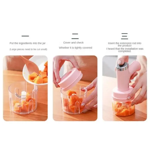 3 In 1 USB Electric Egg Beater Garlic Meat Grinder Food Blender Electric Chopper Hand Mixer Egg Beater Chopper Electric Whisk Mixer Coffee Milk Cream Beater - Image 4