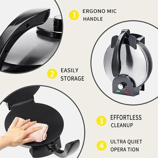 Super Rinnai Electric Roti Maker Machine – Black & Silver