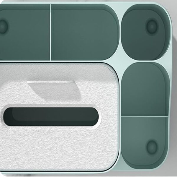 Multifunction Tissue Box Rectangular with Side Organizer Facial Tissue Holder Dispenser for compartments Holding iPad Phones, Remote Controls, Reading Glasses , Notepads & Pens