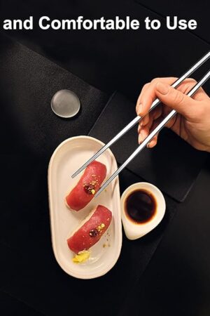 ALS Pack of WS 10 Premium Reusable Metal Stainless Steel Chopsticks / Lightweight Easy to Use Metal Chopstick / Environmental Tableware