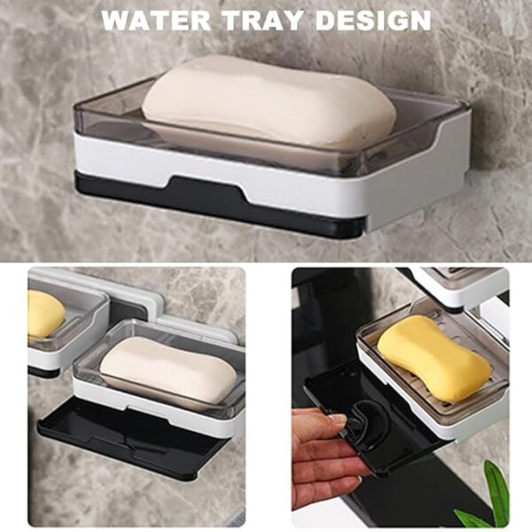 Random Color - Wall Mounted No Drilling Self Adhesive Soap Dish, Self–Adhesive Soap Tray, Wall Mounted Shower Soap Holder, Plastic Wall Mounted Soap Dish Drain Soap Tray Holder Container, Soap Tray