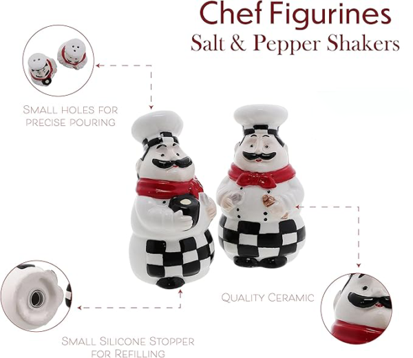 Bistro Chef Salt And Pepper Shaker Set | Kitchen Accessories - Image 2