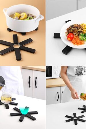 Silicone Heat Insulation Folding Trivet Mat, Heat Insulation Pad, Expandable Non-Slip Heat-Insulating Placemat, Folding Hot Pot Mat, Anti