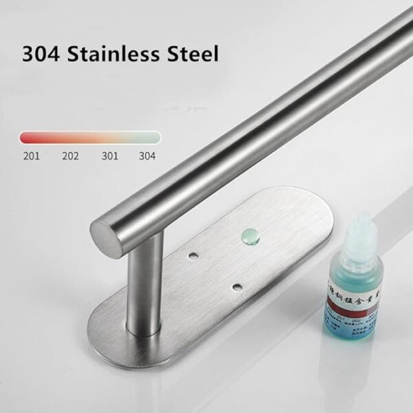 Wall Mount Punch Free Adhesive Bathroom Towel Holder Steel 5 Rods Hanger Shelf Rack Organizer