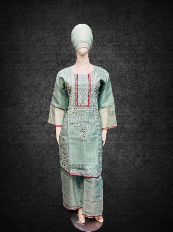 Stuff organza, embroidered,stitched suites 3piece &handmade  with elegant quality
