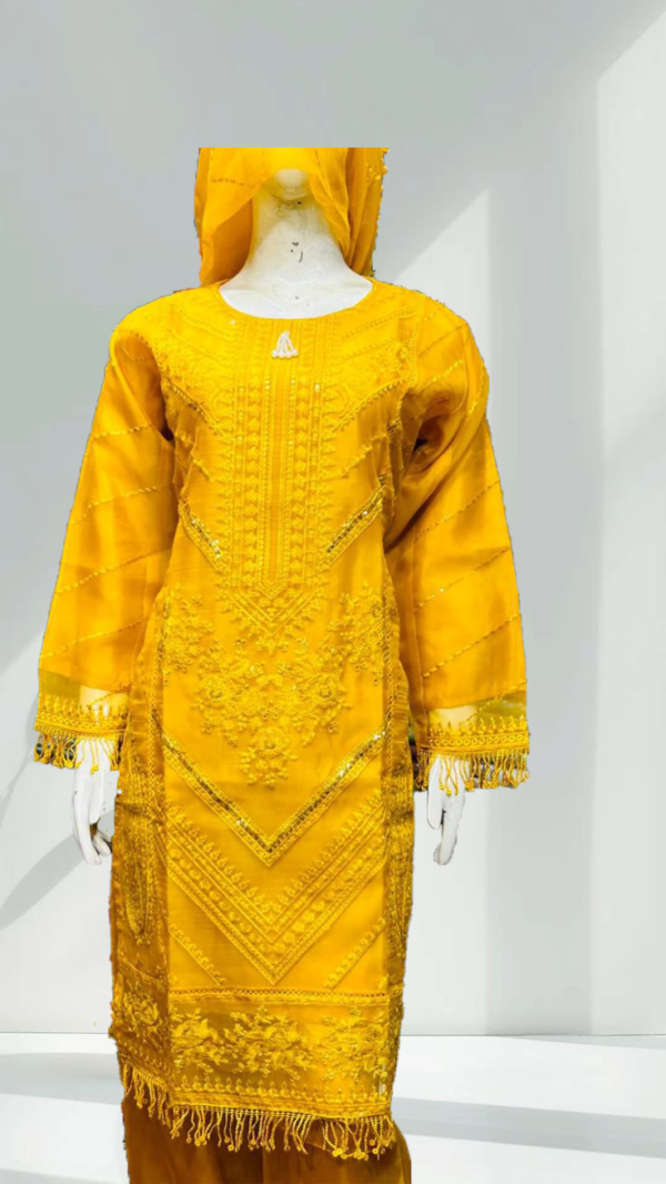 Stuff organza, embroidered,stitched suites 3piece &handmade  with  good quality - Image 2