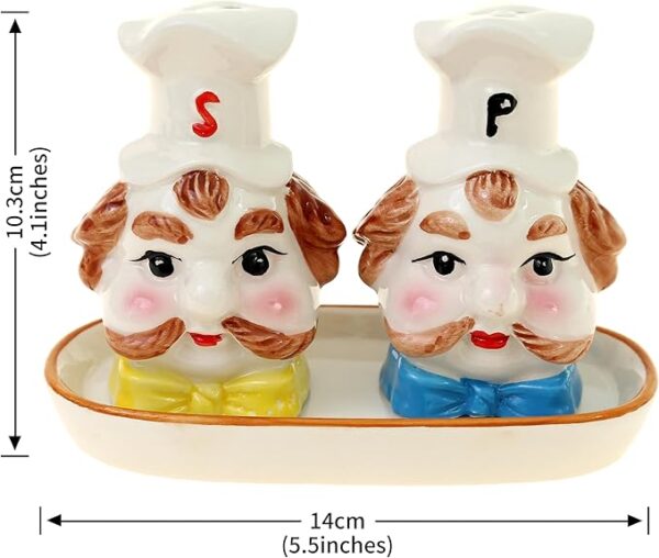 Ceramic Salt and Pepper Shakers Set with tray for Dining Table - Image 4