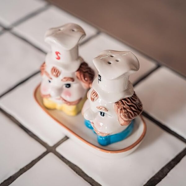 Ceramic Salt and Pepper Shakers Set with tray for Dining Table - Image 3