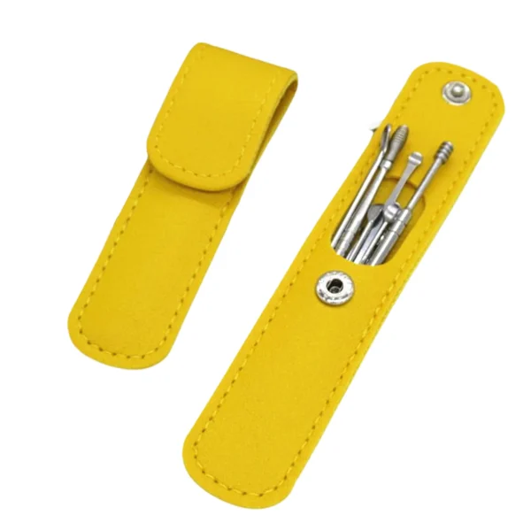 Ear Wax Cleaning  Tools kit Set with Leather Pouch Spring Curette Earwax - Image 2