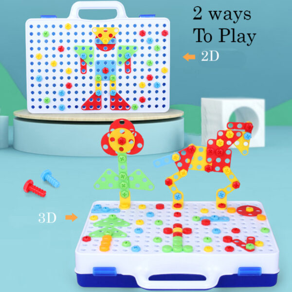 236Pcs Mosaic Building Blocks Peg Assemble Toy Set - Image 2