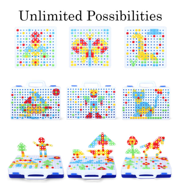 236Pcs Mosaic Building Blocks Peg Assemble Toy Set - Image 9