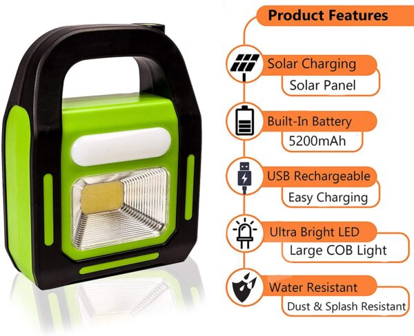 Rechargeable – Outdoor Solar Camping Light – Waterproof Led Portable Light Usb Rechargeable For Emergencies, Power Failure, Travel - Image 2