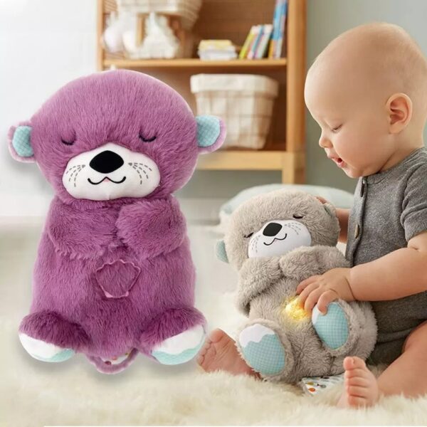 Baby Breathing Bear Baby Soothing Music Sleeping Companion Sound and Light Teddy bear Toy Gift