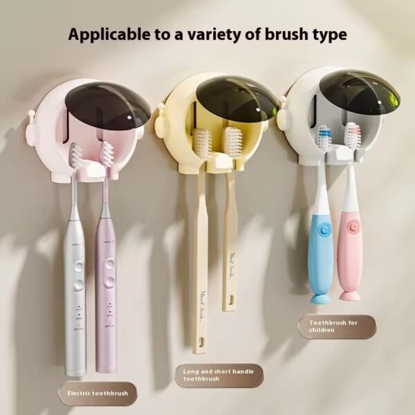 Astronaut Cartoon Toothbrush Holder. No Drill  Bathroom Electric Toothbrush Storage Rack