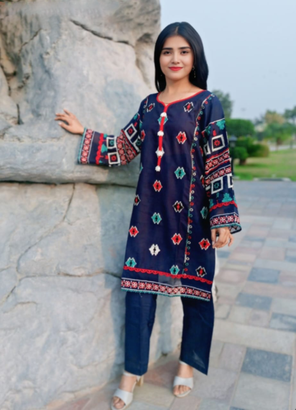 2 piece Cotton Lawn Embroidered, stitched suites - Image 6