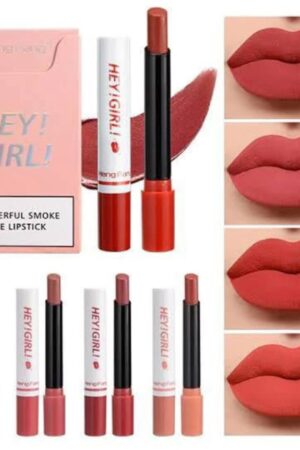 Thin-tube Smoker Lipstick - 4 Piece Matte Red Smoker Tube Lipstick Set | Matte Velvet Color Blood-Orange Lipstick, Long Lasting Lip Gloss