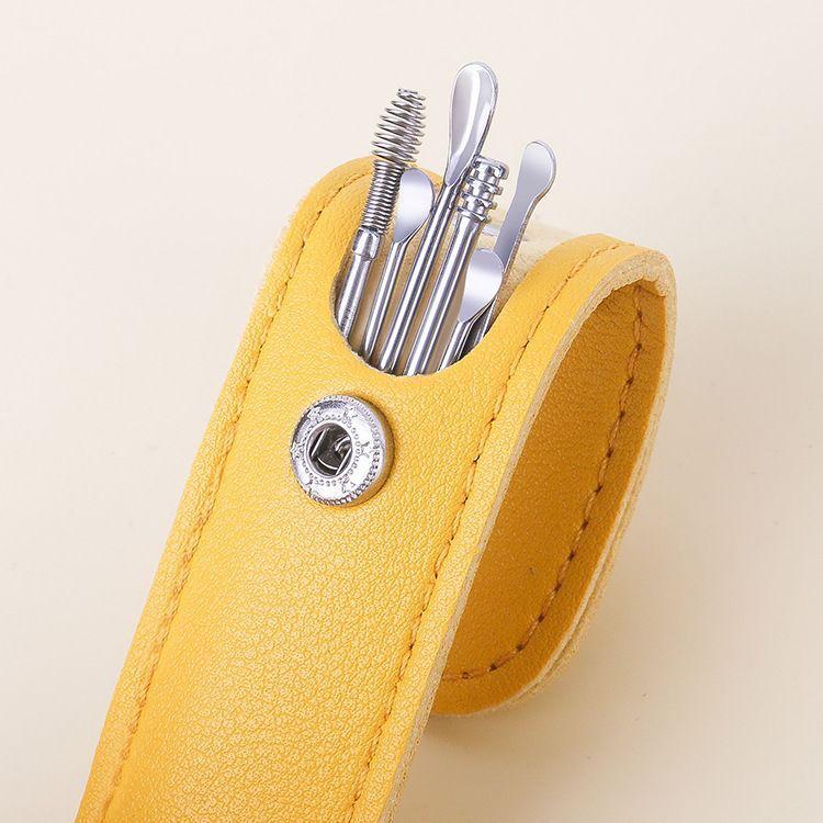 Ear Wax Cleaning Tools kit Set with Leather Pouch Spring Curette Earwax - Image 3
