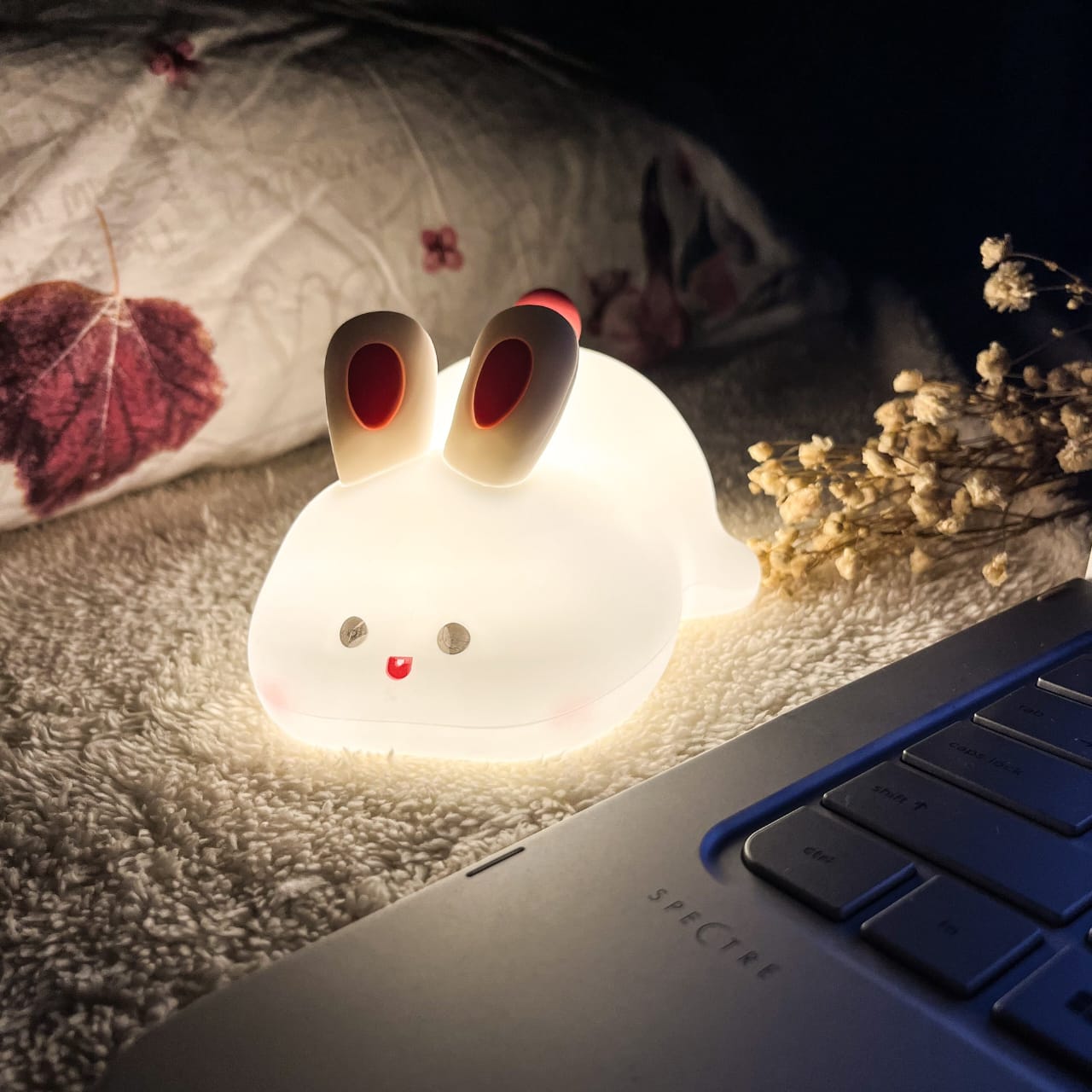 Cute Rabbit Pat Lamp – Silicone Touch Night Light for Decor