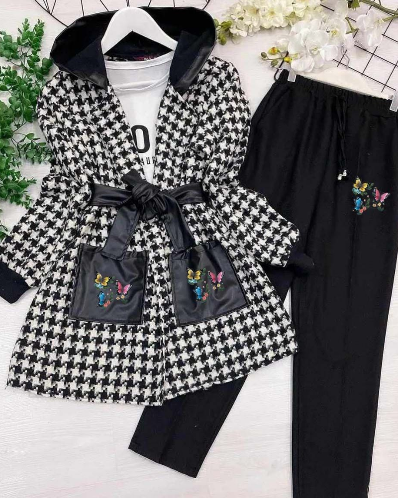 Kishmish Leather Pocket Hooded Down Arrow Style Tracksuit - Image 2