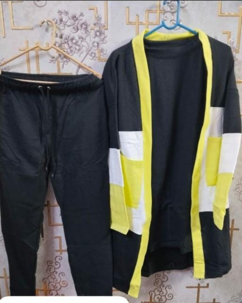 Turkish Patch-Work Gown Style 3-Pcs Winter Co-Ord Set