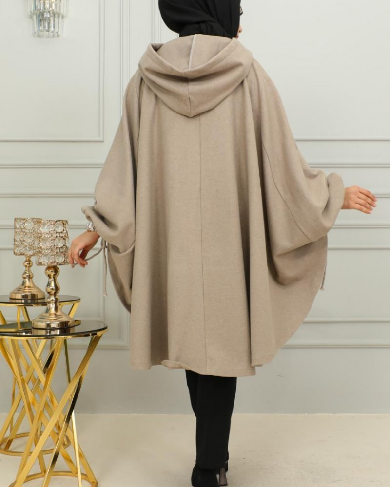 Open Shawl Hooded Style Lace Work 1-Pcs Winter Co-Ord Set